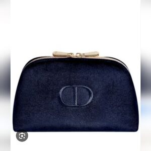 DIOR Beauty CD Logo Navy Blue Velvet Clutch Cosmetic Mini Bag Makeup Pouch